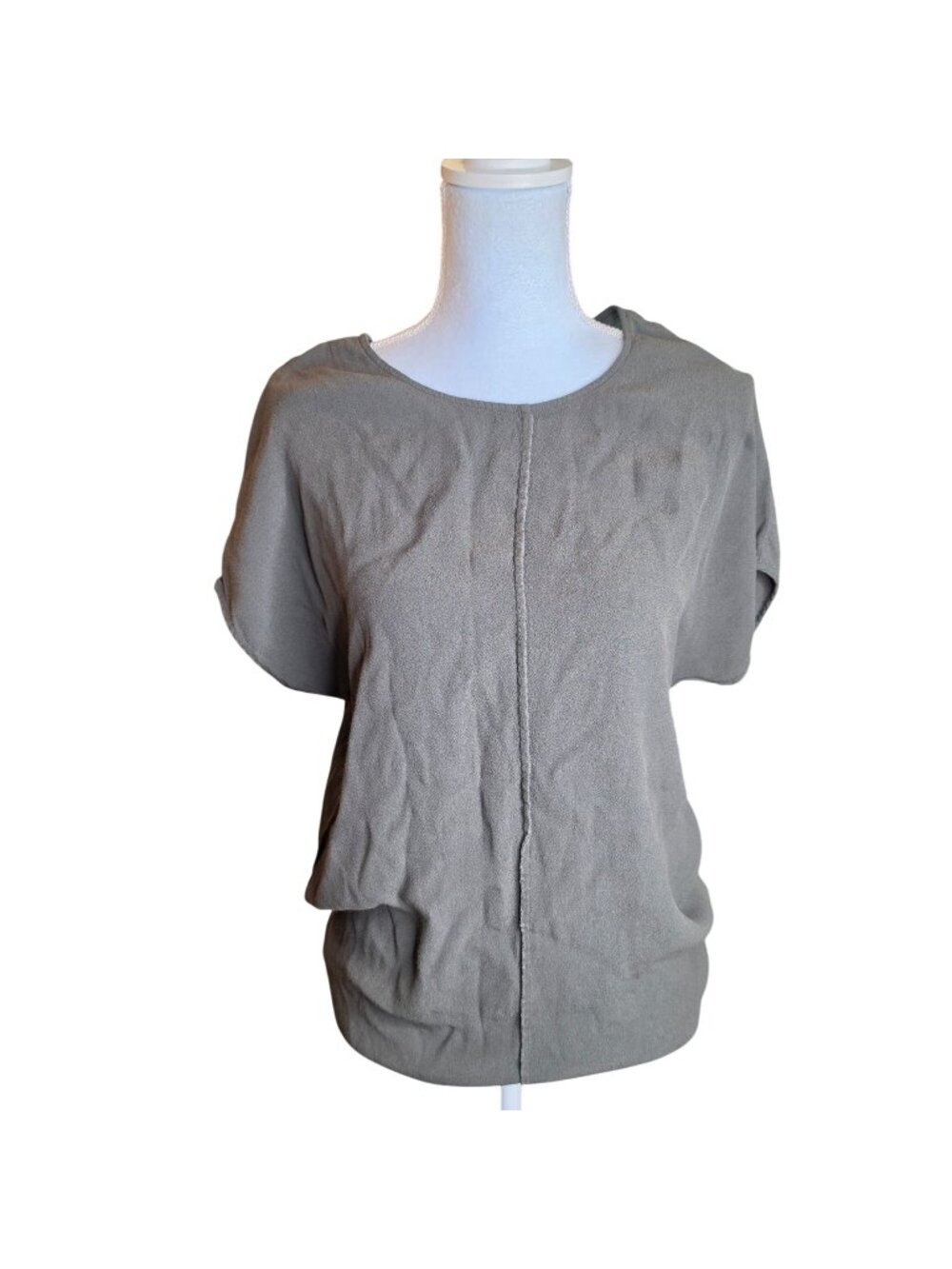 Madewell Sage Green Viscose Short Sleeve Top Blouse Minimalist Boho XS